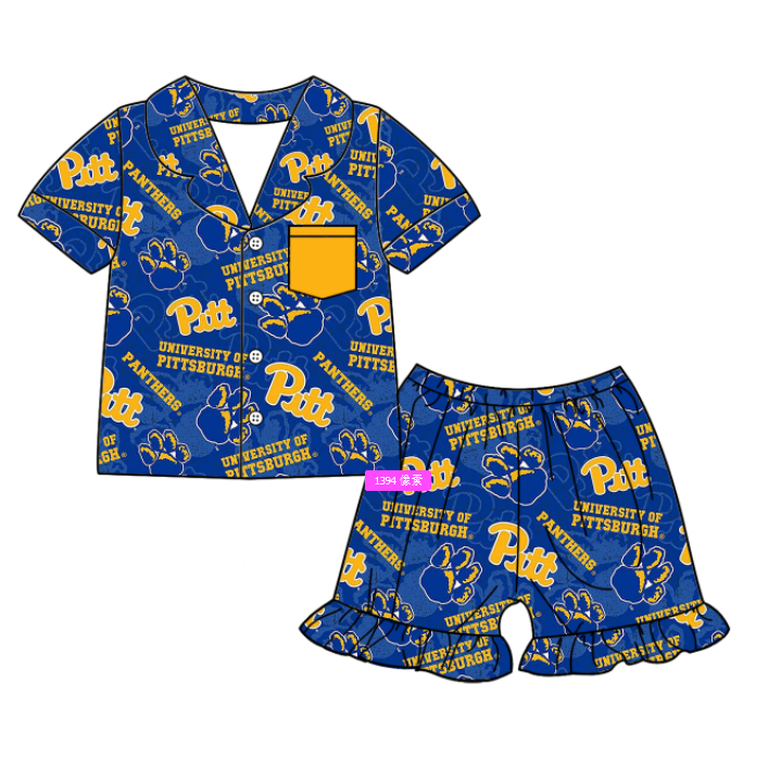 Custom summer teams baby girls clothes team blue sets dress romper-25.5.6