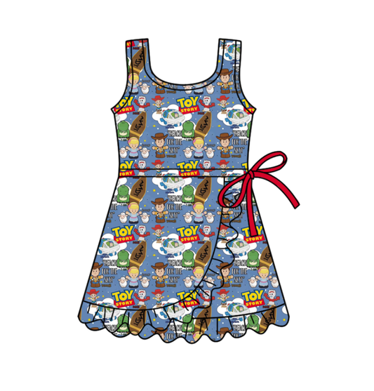 Custom moq 5 mix size milk silk baby girl clothes summer cartoon sleeveless dress