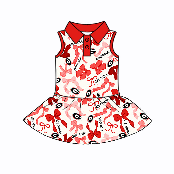 Custom moq 5 mix sizes summer teams baby girls clothes team red short sleeve skirts shorts sets dress 1 and dress 2 and dress 3 and dress 4-25.5.14