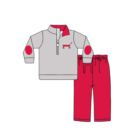 9.27 custom each style moq 5eta 4-6week baby boys clothes rose red long sleeve pants sets