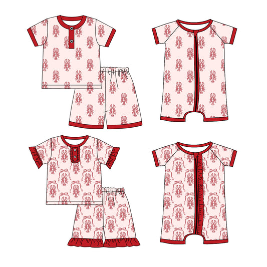25.12.4 custom each style moq 5 eta 6-8week Sibling Sister lobster baby short sleeve shorts sets 2 and romper 2 match design