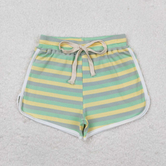 RTS SS0341Yellow, blue and green thick striped shorts