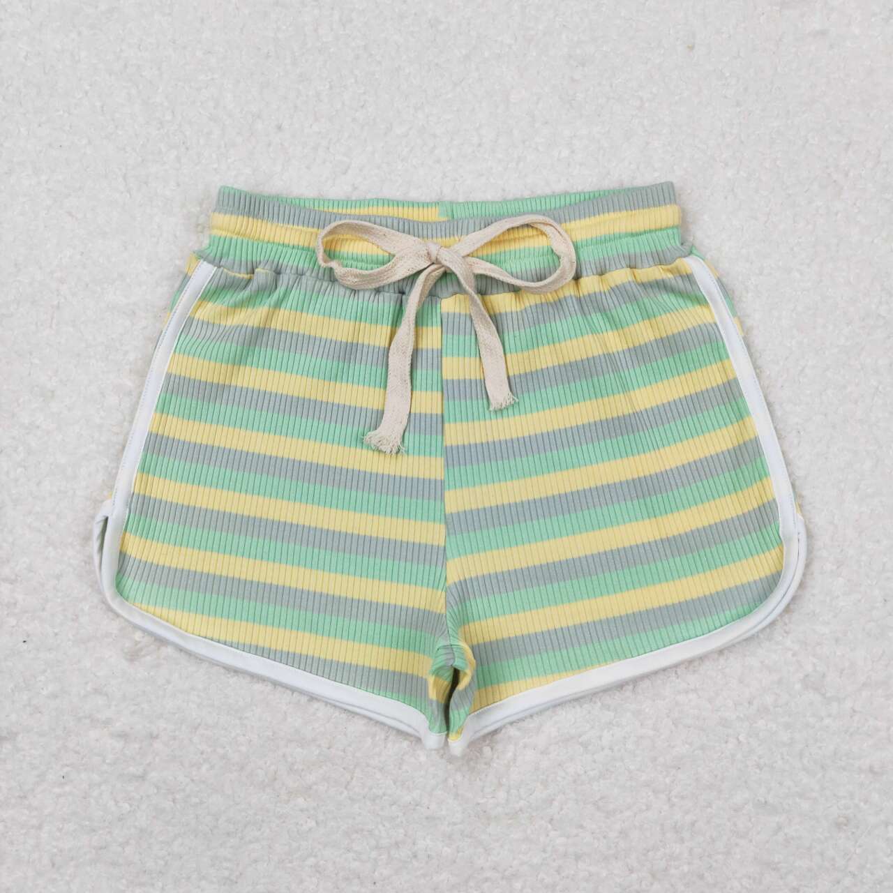 RTS SS0341Yellow, blue and green thick striped shorts