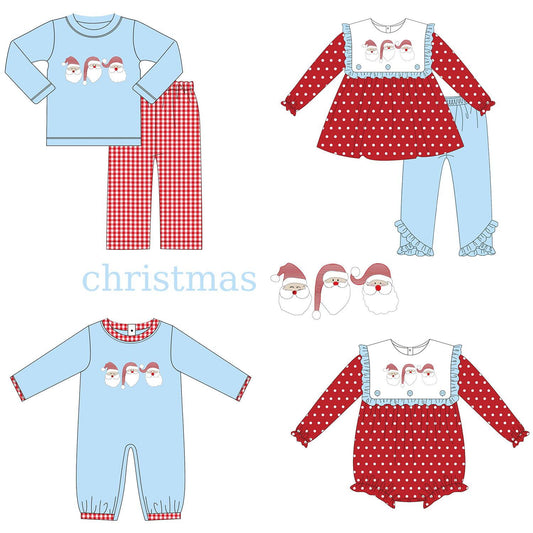 Christmas custom Santa Claus custom matching boys and girls clothes custom Christmas custom Christmas tree Christmas July  custom moq 5 eta 5-6weeks