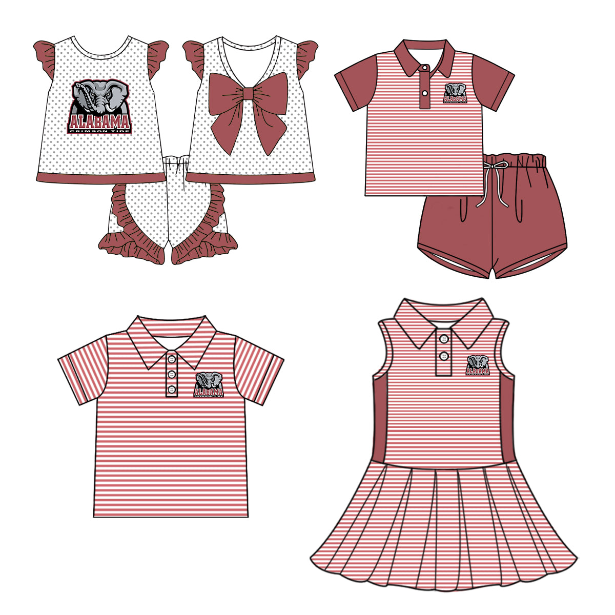 Custom summer teams baby girls clothes team brick red sets dress top-25.5.5