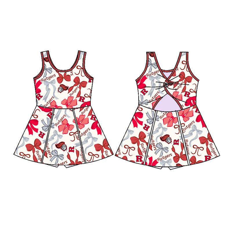 Custom moq 5 mix sizes summer teams baby girls clothes team red short sleeve skirts shorts sets dress 1 and dress 2 and dress 3 and dress 4-25.5.13