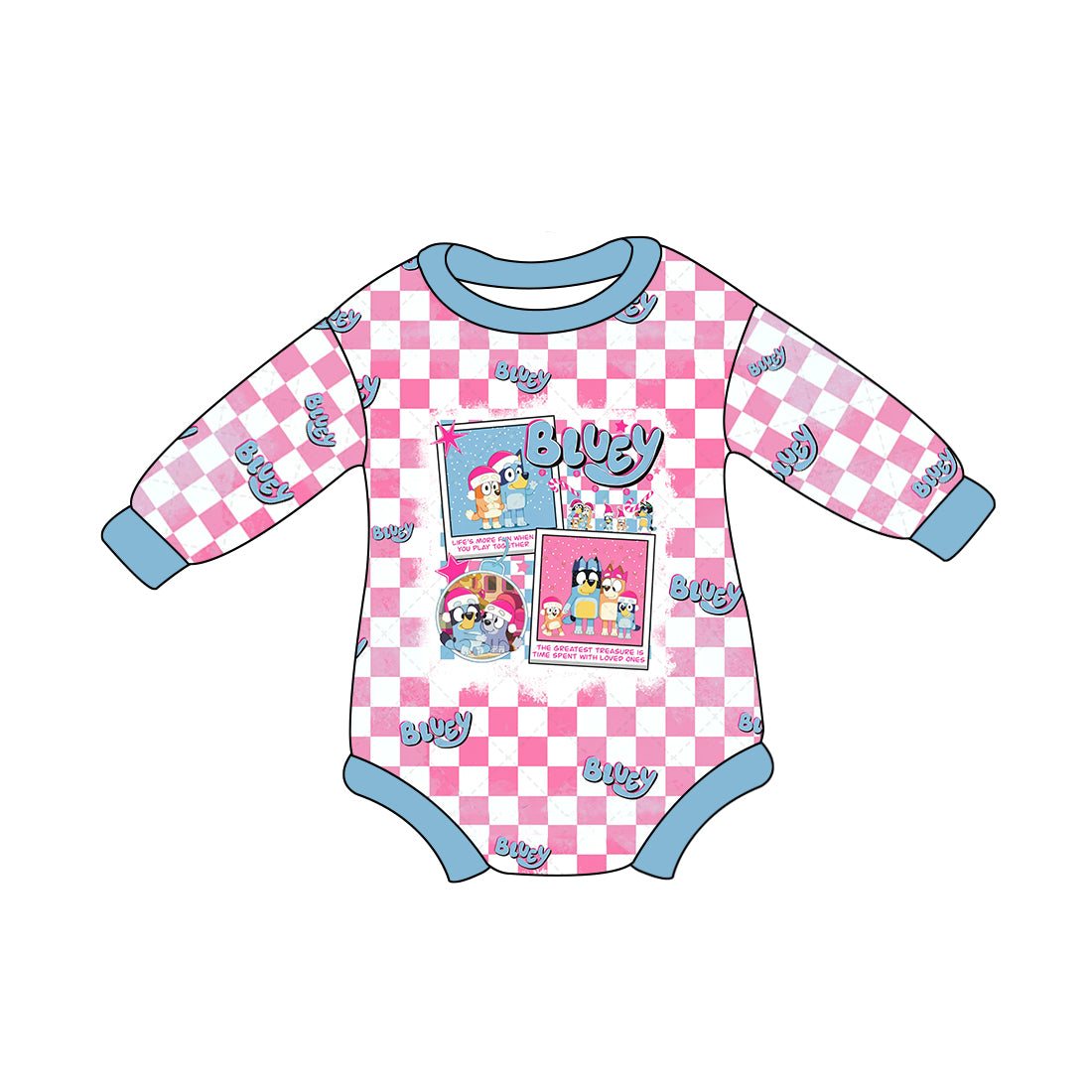 8.12 custom each style moq 5 eta 4-6week Sibling Sister baby girls clothes Christmas cartoon dog blue long sleeve top and long sleeve romper match family design