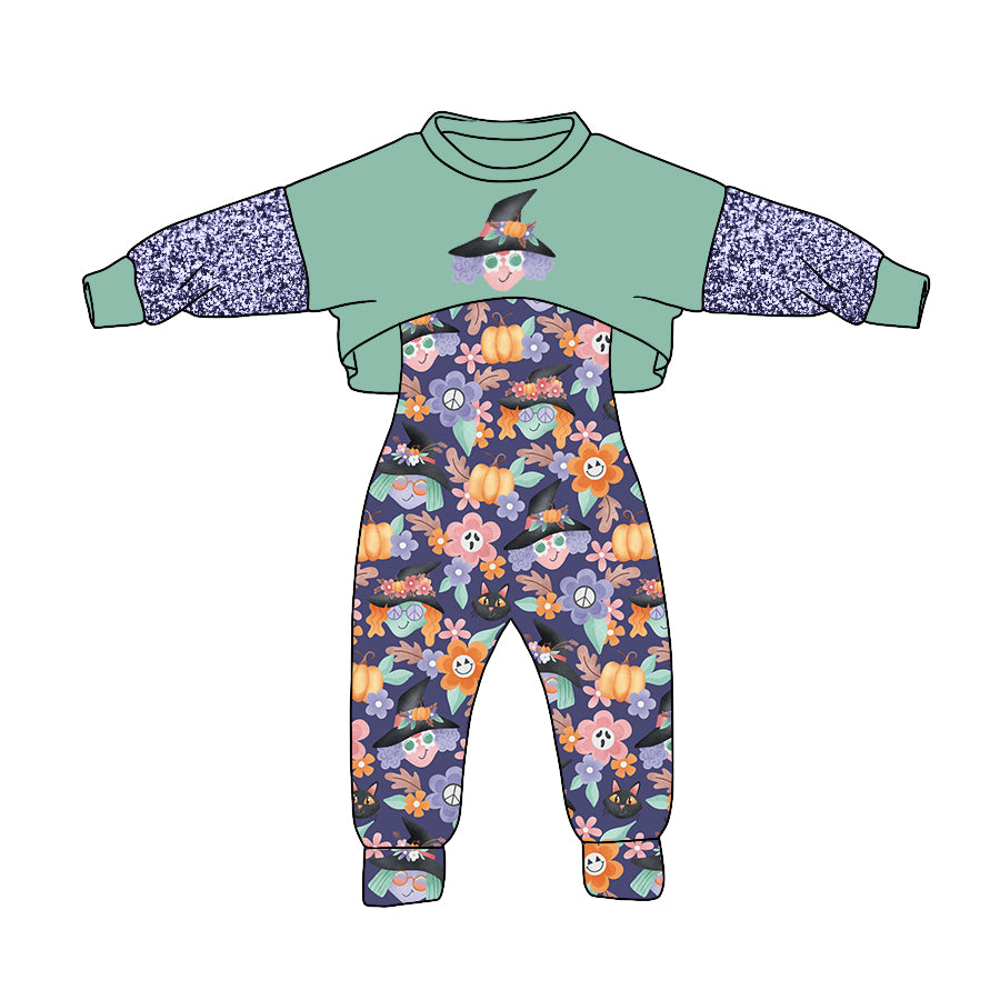 5.2custom each style moq 5eta 4-5week cartoon character prints green girls outfits and dress and baby romper