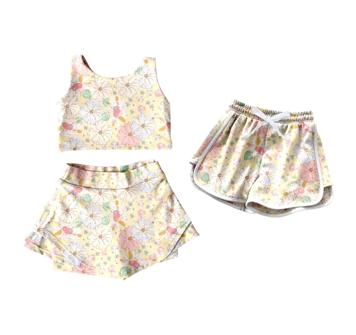 25.12.2 custom each style moq 5 eta 6-8week Sibling Sisters floral baby girls summer sleeve skirts sets and shorts match family design