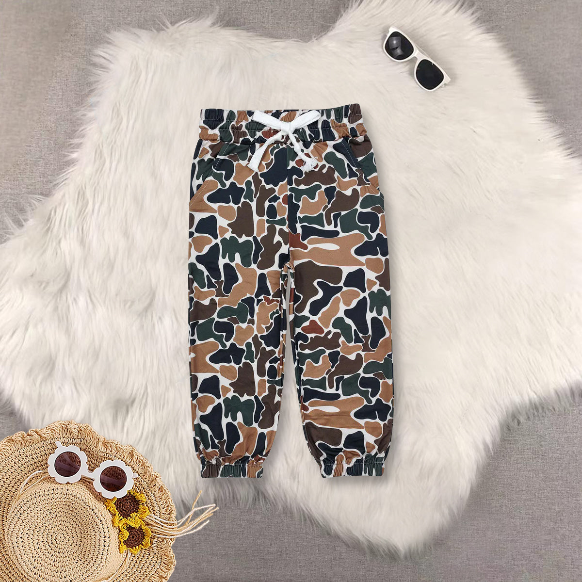 RTS NO MOQ Sibling baby boy clothes short-sleeved top camouflage trousers sets and top and pants