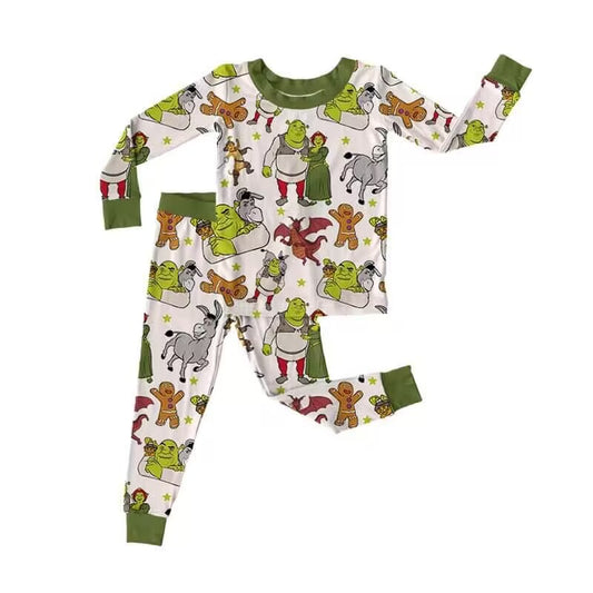 custom moq 5 eta 5-6weeks baby boys clothes green long sleeve pants Set