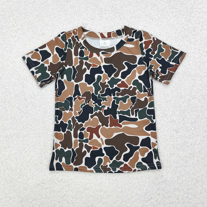 RTS NO MOQ Baby Boys Camouflage Print Short Sleeve Top