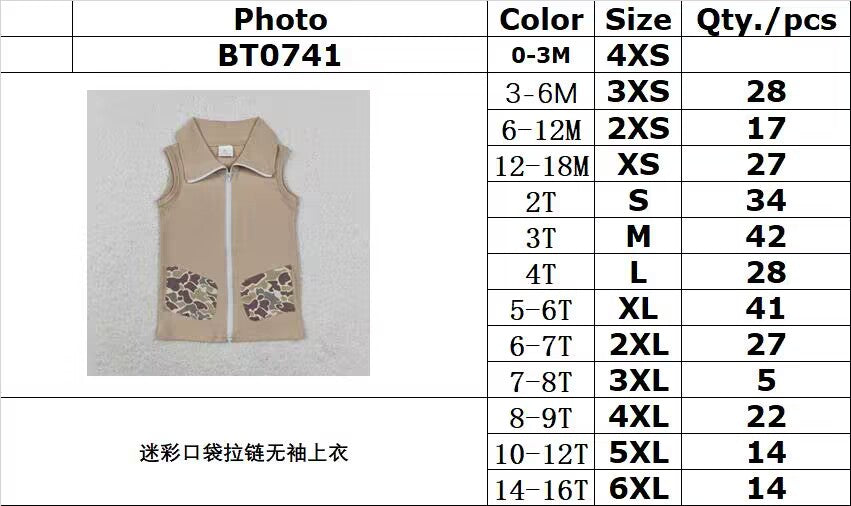RTS NO MOQ ETA 5/7days Arrived BT0741 camouflage pocket zipper sleeveless top