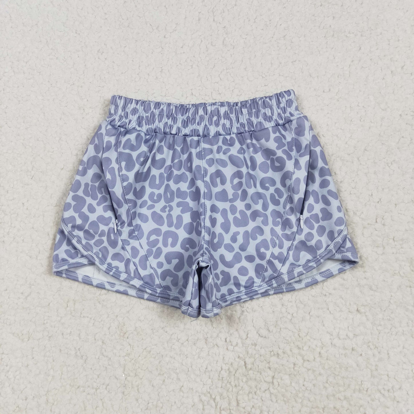 RTS NO MOQ SS0464 Gray leopard print yoga shorts
