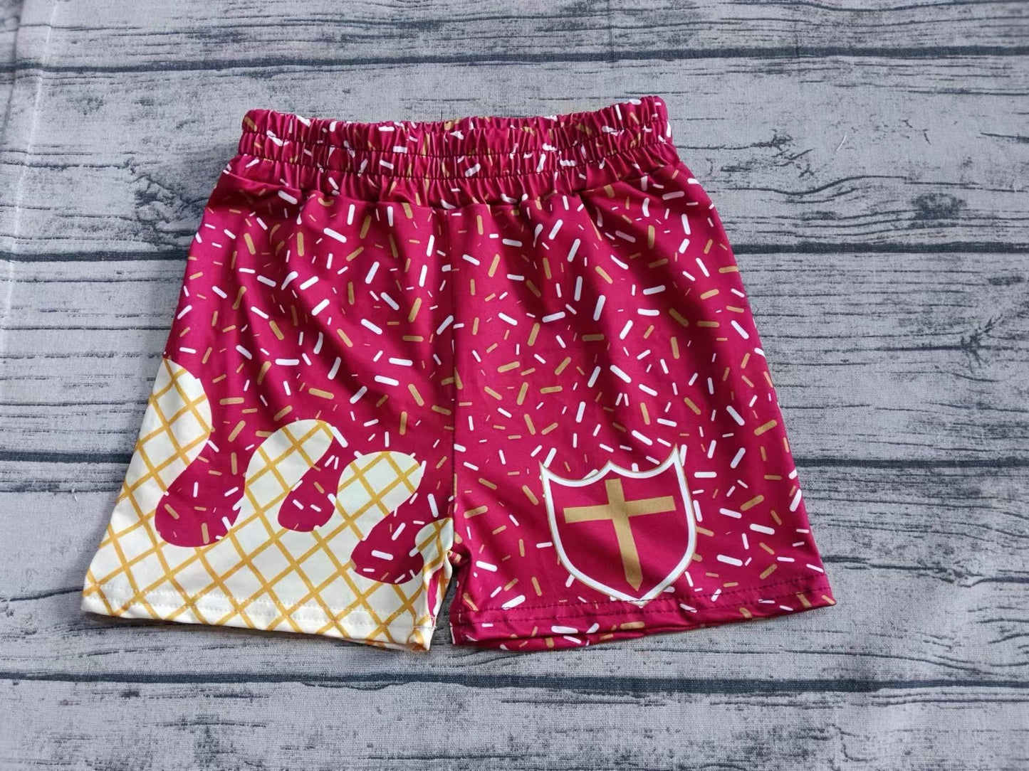 custom moq 3 eta 6-8weeks kids and adult Gold White Beach Summer Shorts