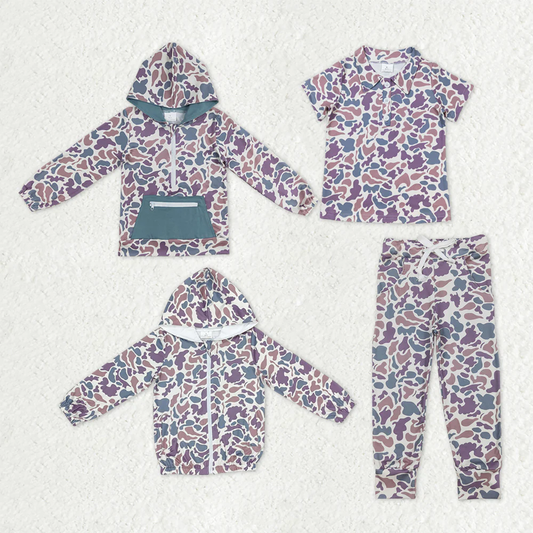 RTS NO MOQ Sibling baby boy clothes camouflage hooded long sleeve tops 3 and pants
