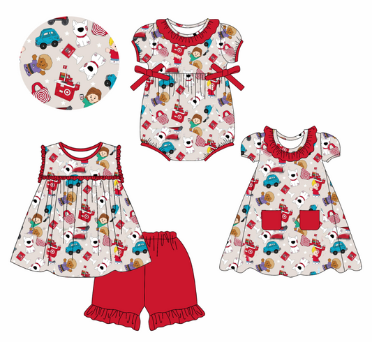Custom summer cartoon baby girls clothes sets dress romper