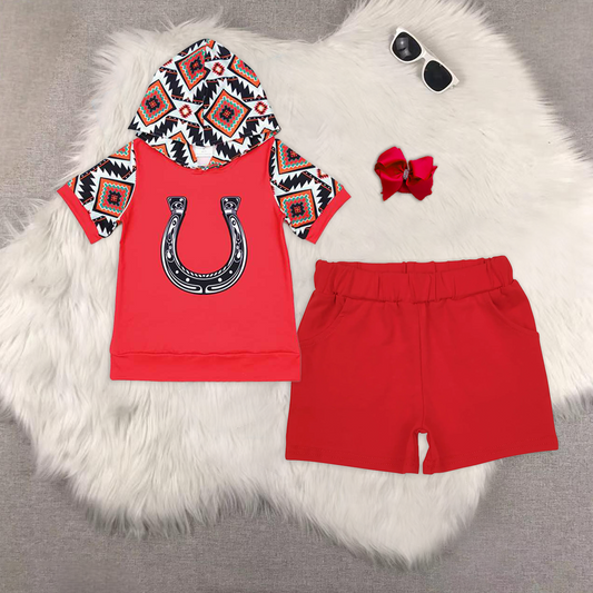 rts no moq BT0459+SS0270 baby boy clothes red hooded short-sleeved top red shorts sets