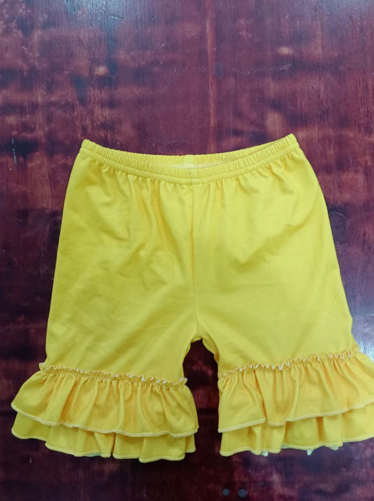 custom moq  eta 5weeks summer teams baby girls clothes yellow lace shorts=