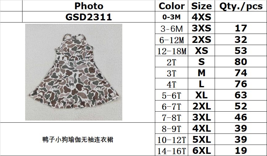 RTS NO MOQ GSD2311 Duck puppy yoga sleeveless dress