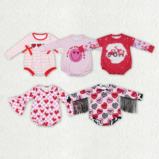 RTS NO MOQ Baby Boys Valentine Long Sleeve Cropped Romper Mixed Sizes