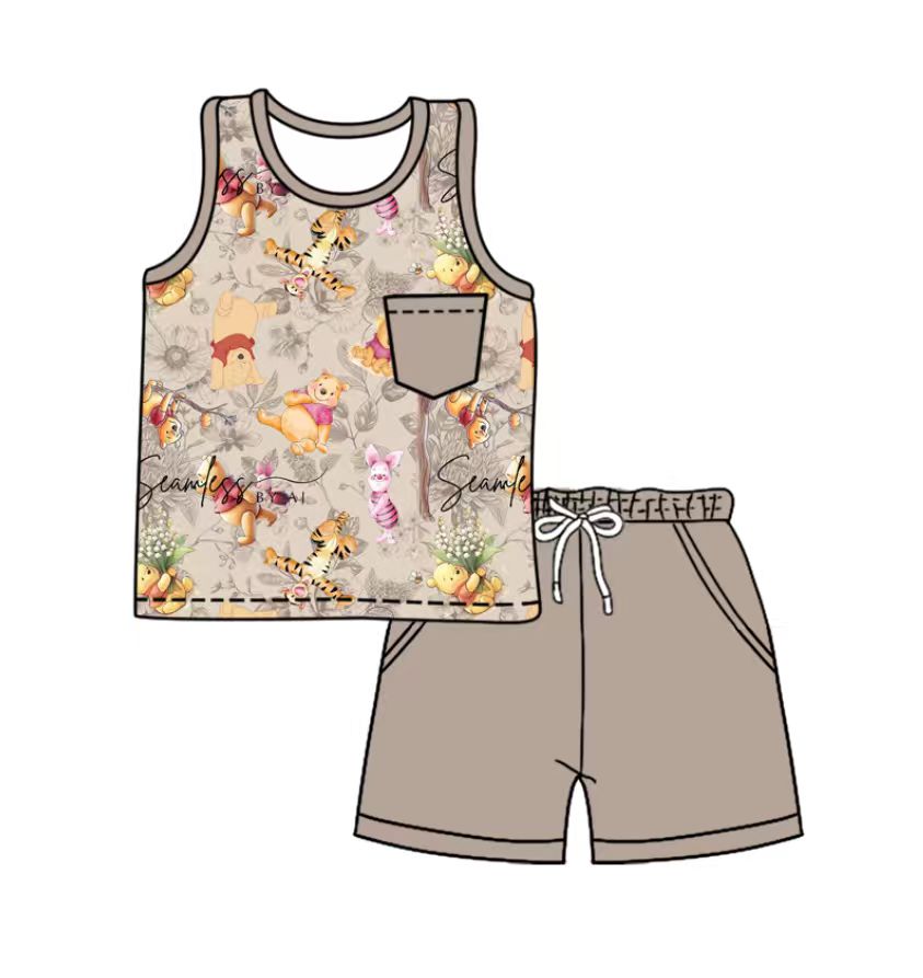 Custom moq 5 mix size milk silk baby girl clothes cartoon short sleeve shorts sets 2