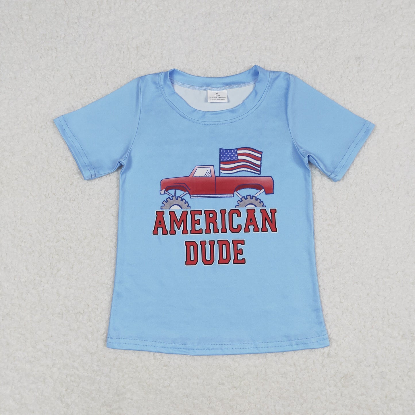 rts no moq BT0650 american dude flag blue short sleeve top