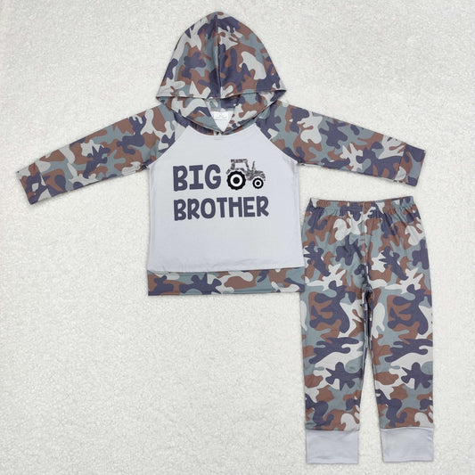 RTS NO MOQ ETA 5/7days Arrived BLP0576 Big Brother Camouflage Tractor Grey Hooded Long Sleeve Pants Set