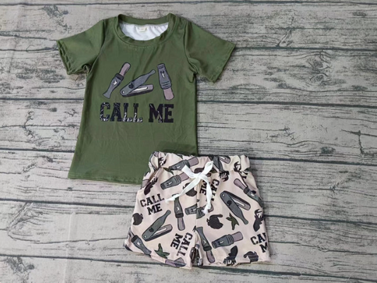 Deadline July 31th close custom no moq  eta 6-7weeks Boys Army Green Camouflage Short Sleeve Shorts Set