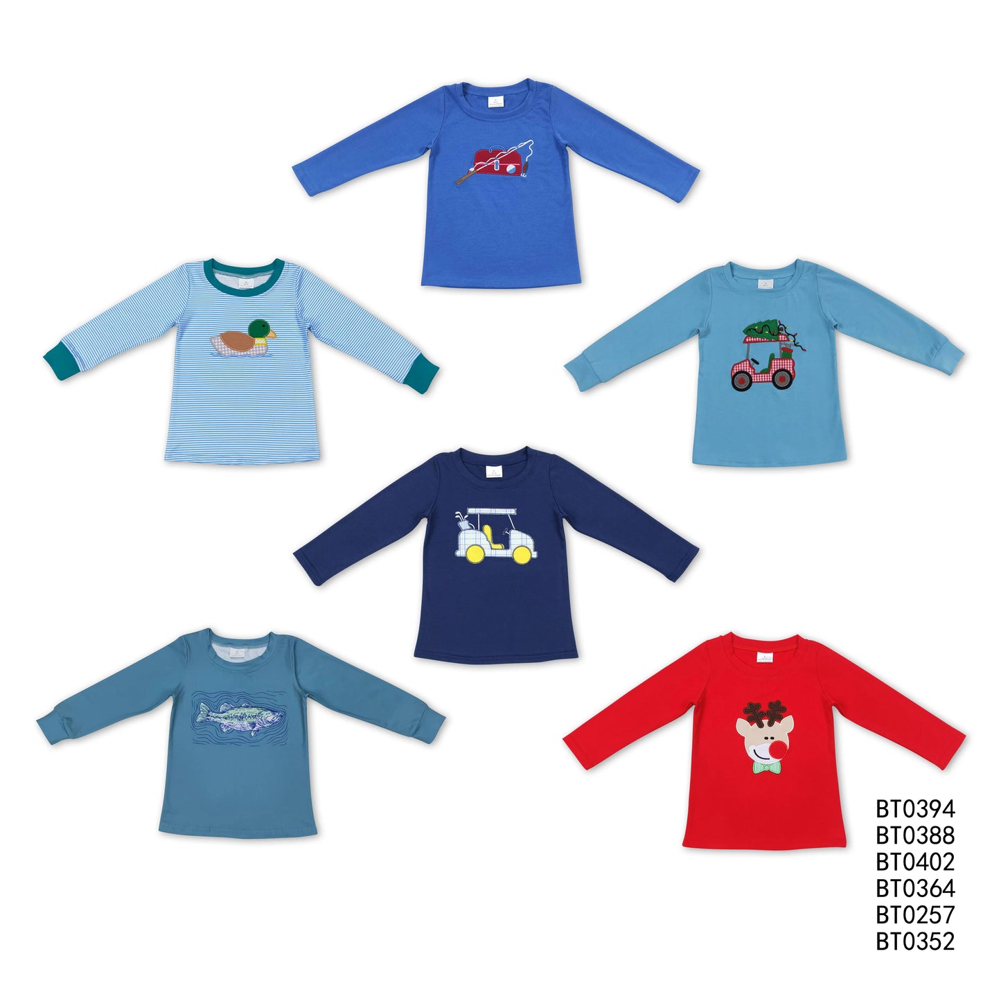 RTS NO MOQ Baby Boys Solid Long Sleeve Tees: Trucker Print & Animal Print Styles