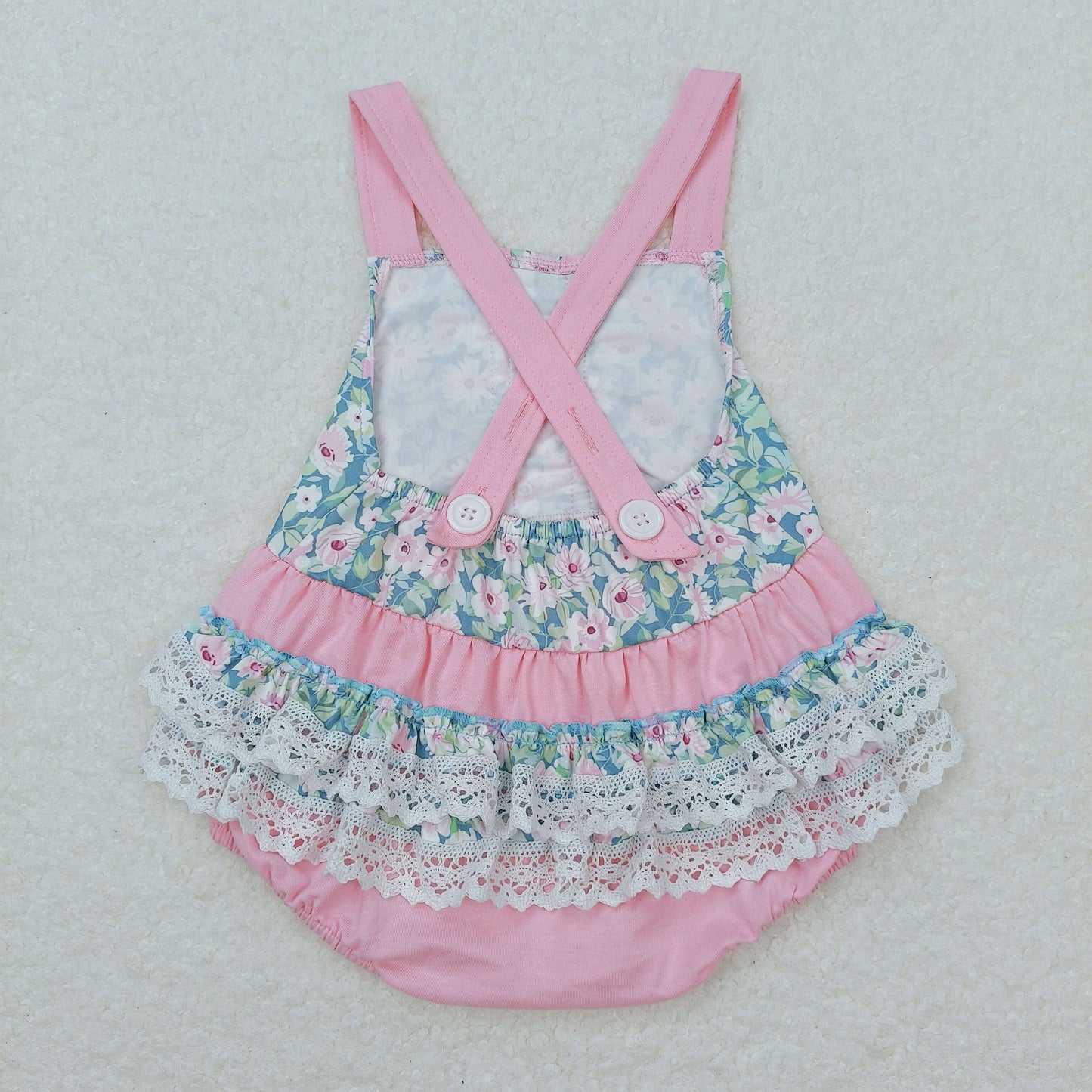 SR0986 Floral lace pink vest bodysuit