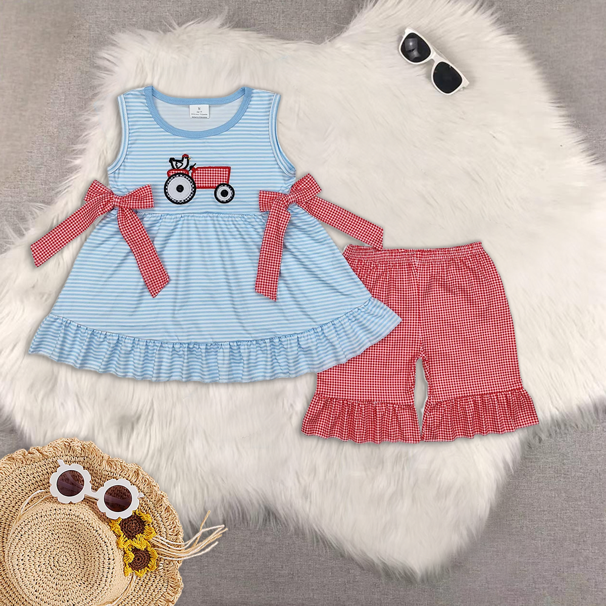 RTS NO MOQ embroidery short-sleeved shorts suit & short-sleeved sets and romper