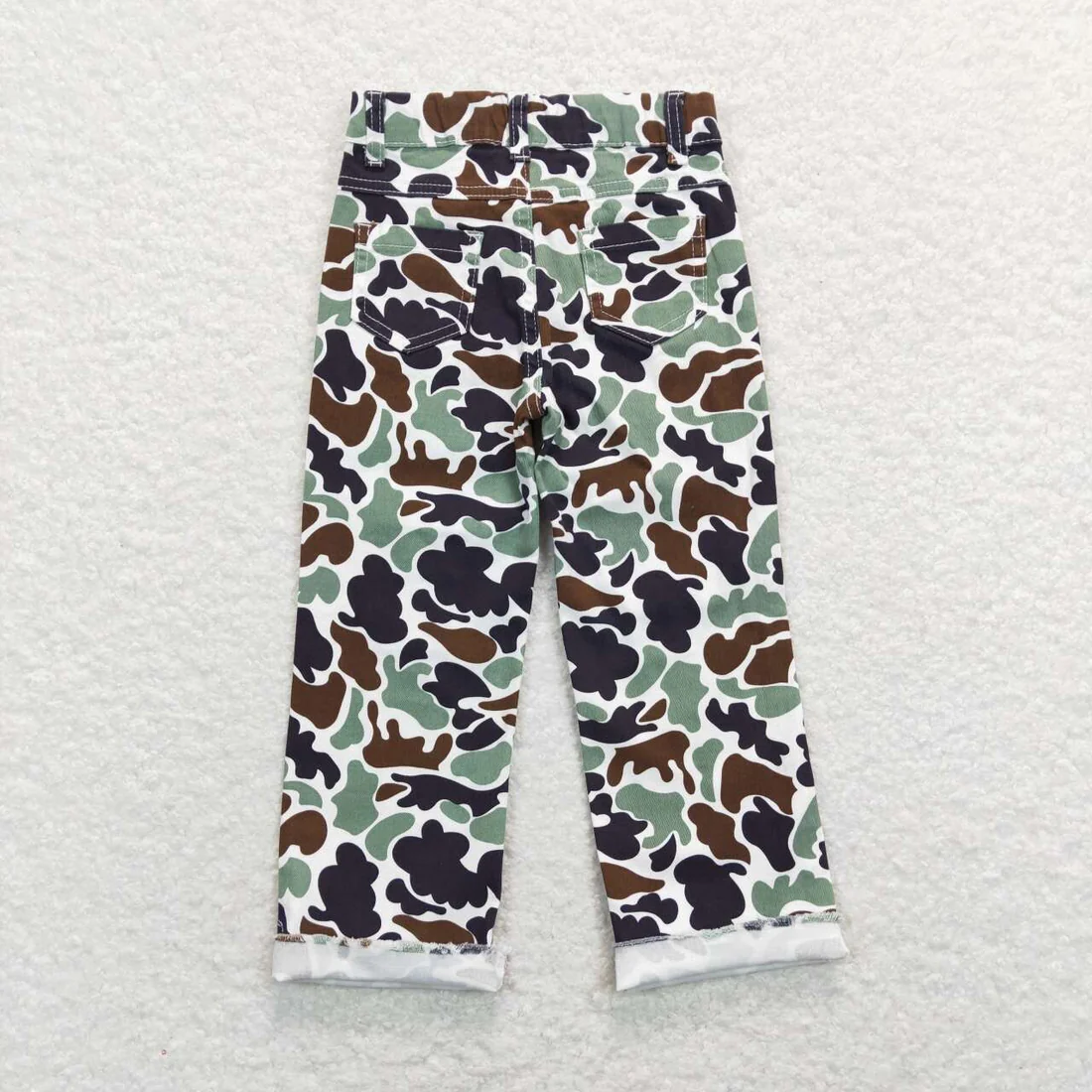 RTS NO MOQ Sibling Baby Girls boy Clothes summer camouflage Jeans: Flared & Ripped