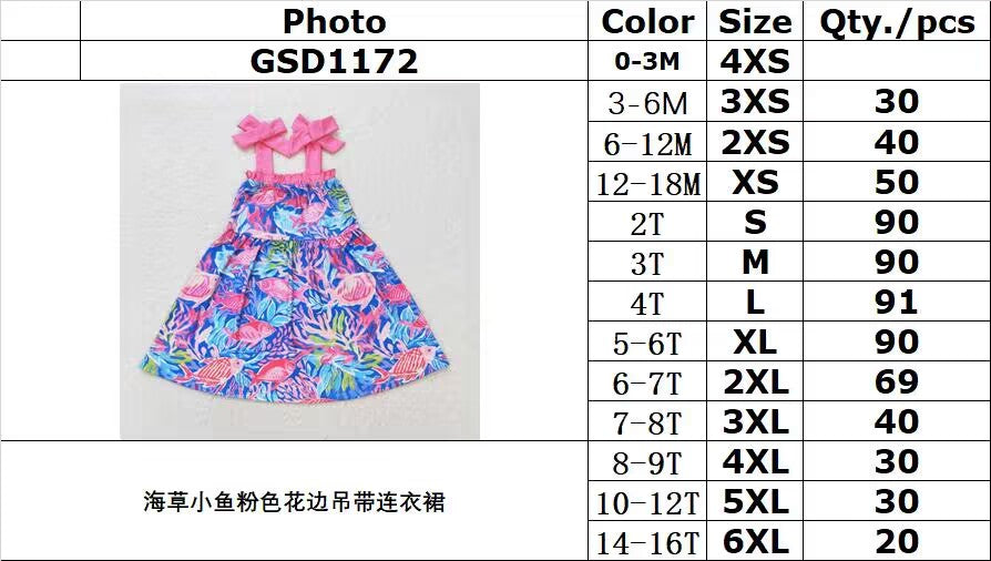 RTS no moq GSD1172 Seaweed fish pink lace suspender dress