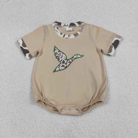 RTS NO MOQ（In Stock) Embroidered Duck Camouflage Short-Sleeve Jumpsuit