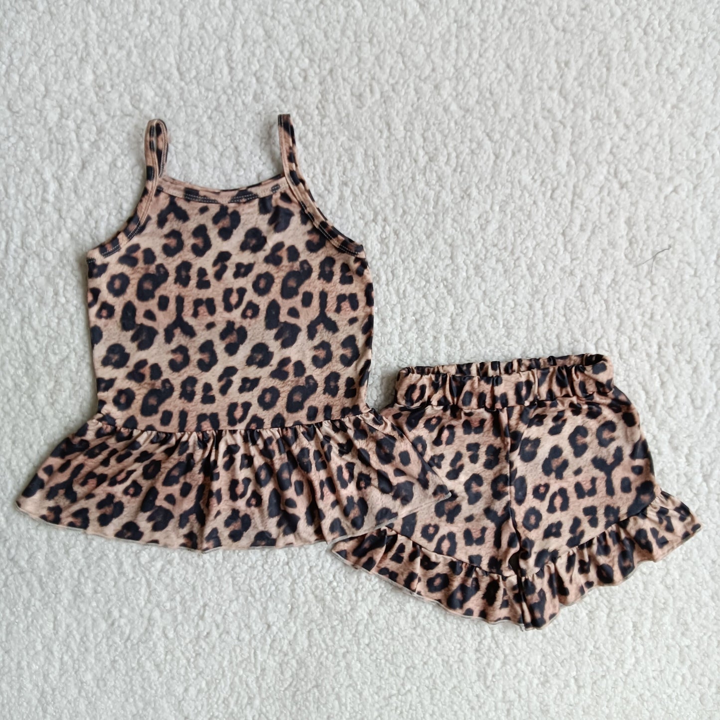 A10-12 leopard print suspender two piece set