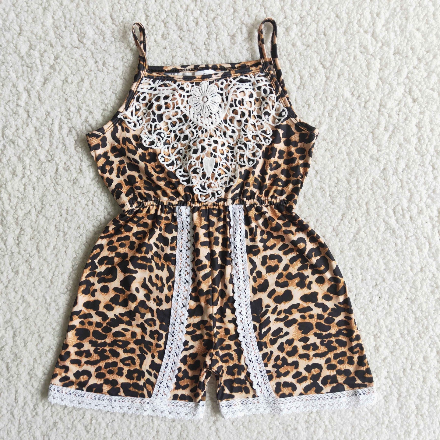 RTS NO MOQ A15-12 Leopard print lace jumpsuit