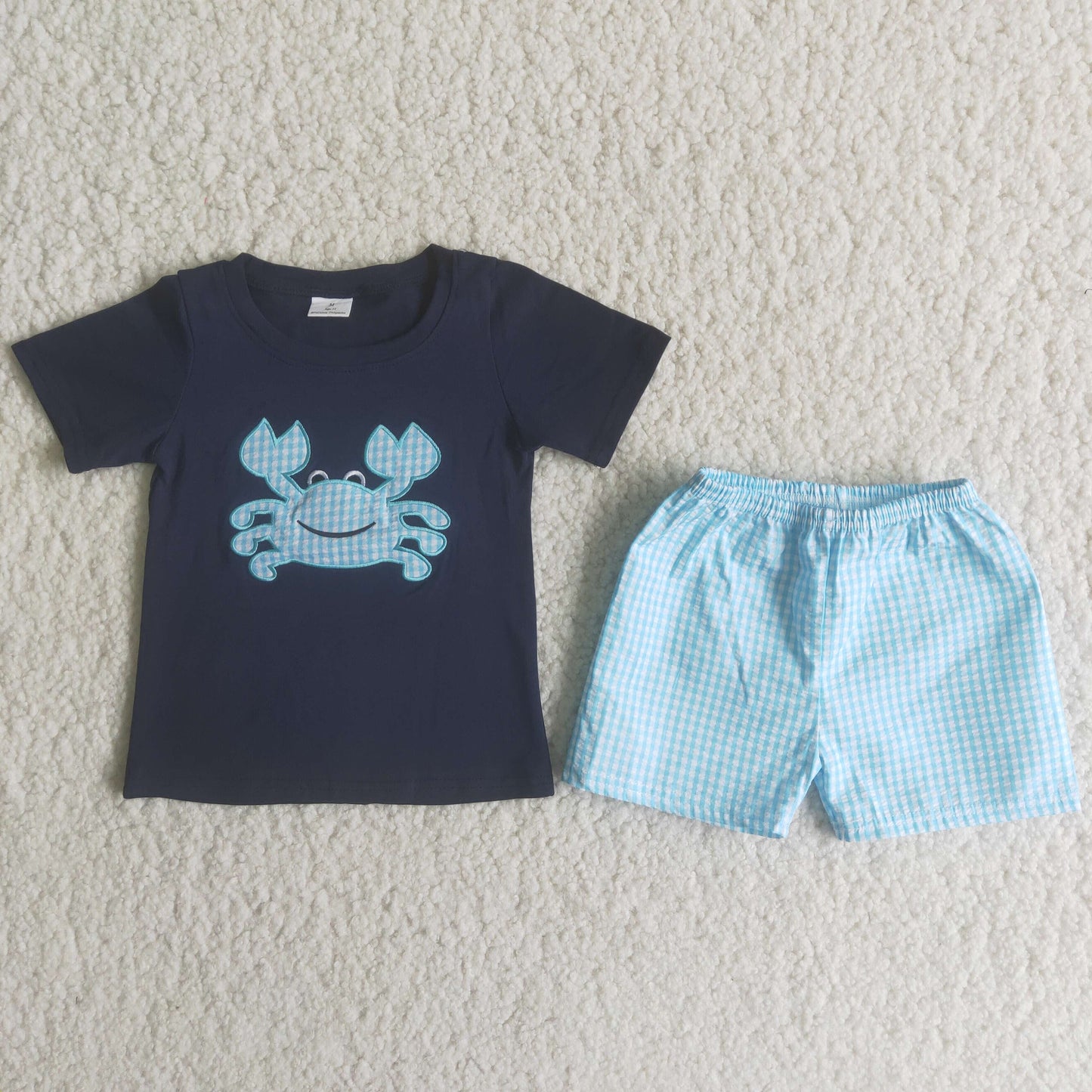 rts no moq A16-14 Blue crab blue plaid pants suit