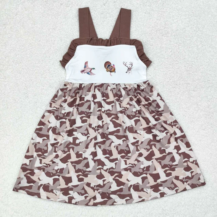 RTS NO MOQ Brown Turkey Thanksgiving Dress and Outfit Matching Kids Turkey Orientation