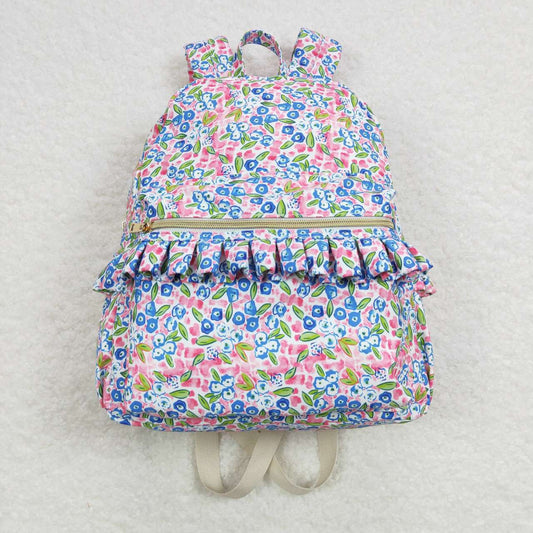 BA0098 Blue floral pink backpack