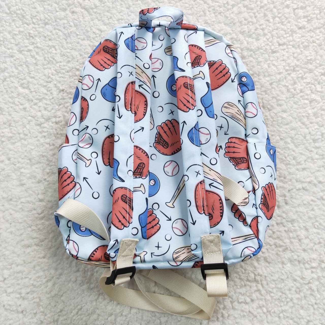 BA0075 Baseball Glove Hat Light Blue Backpack