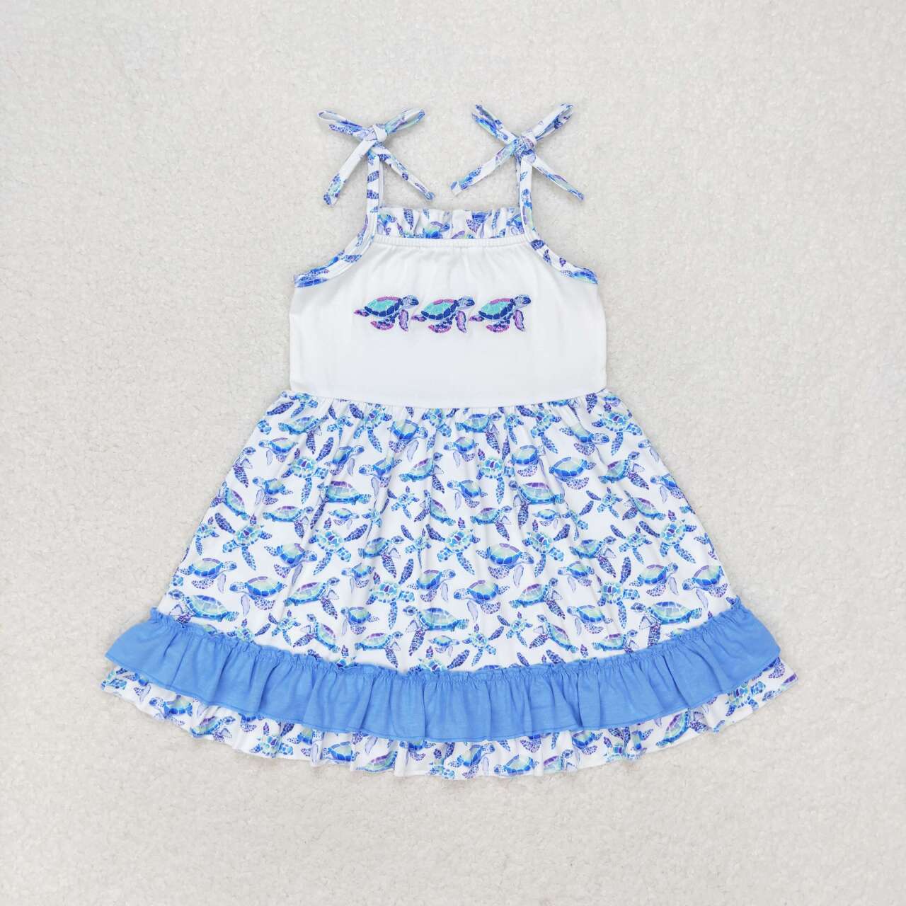 RTS NO MOQ（In Stock) baby girl clothes sea turtle toddler girl summer dress