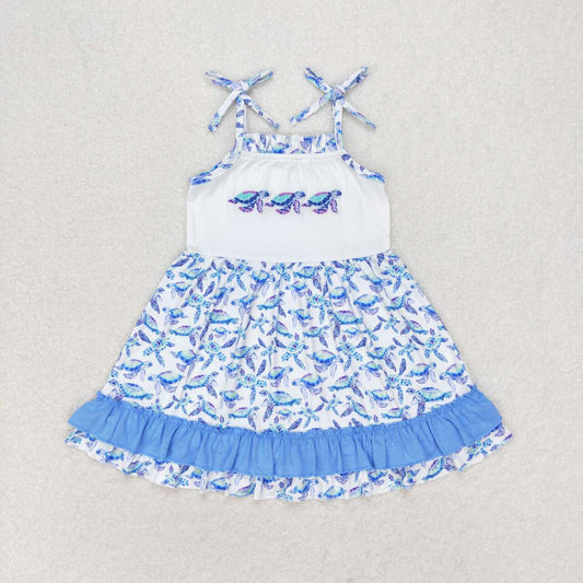 RTS NO MOQ（In Stock) baby girl clothes sea turtle toddler girl summer dress