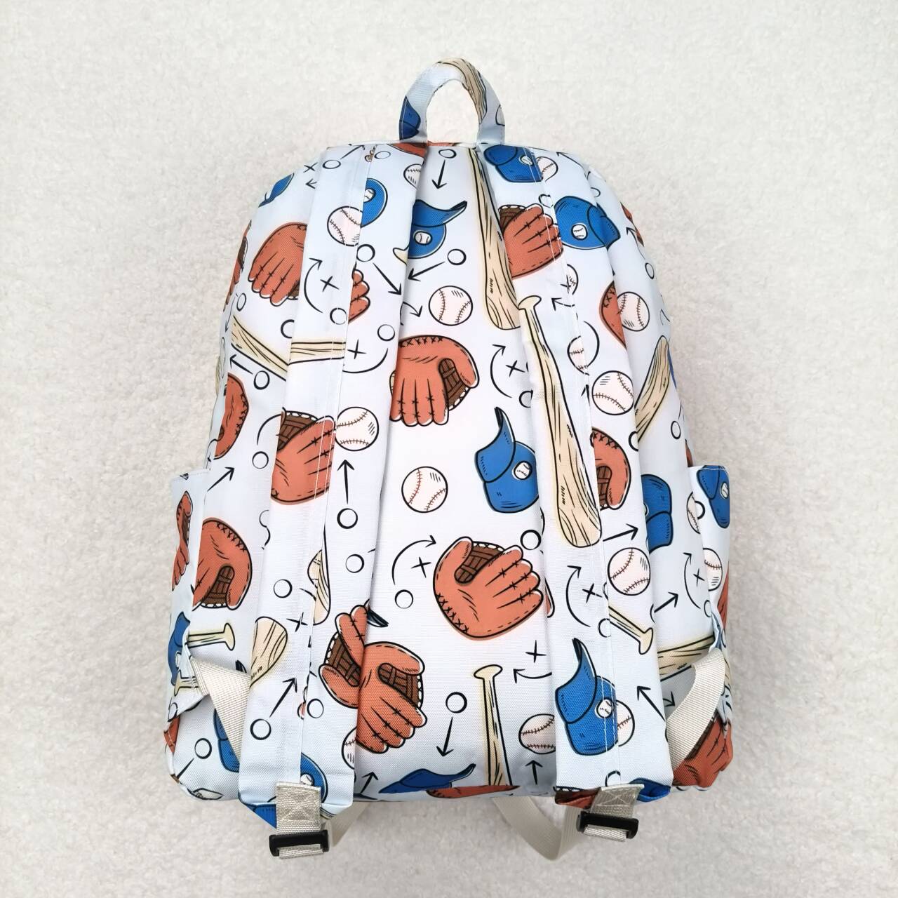 BA0075 Baseball gloves hat light blue backpack