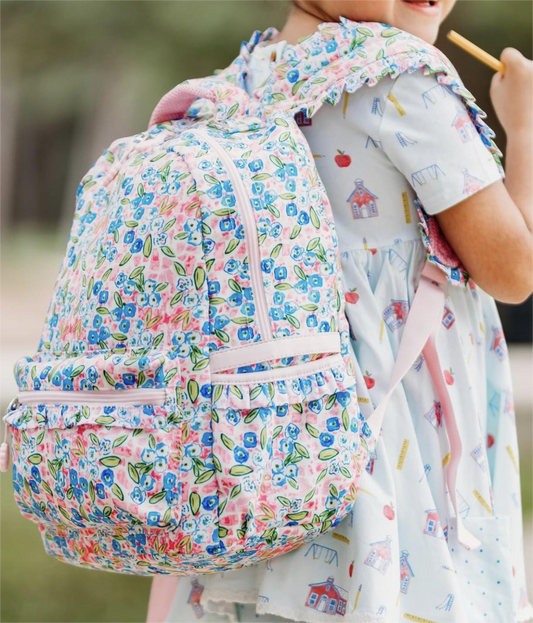 Blue Floral Pink Backpack