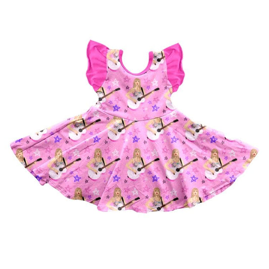GSD0687 Taylor swift star pink flying sleeve dress