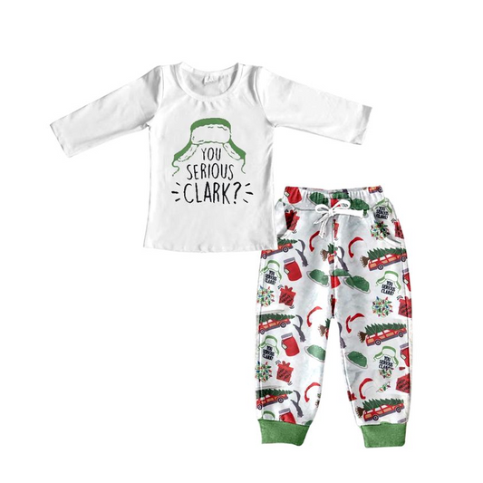 BLP0328 Boys Christmas hat CLARK long-sleeved green trouser suit