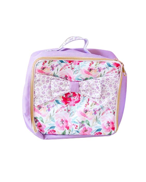 Flower Purple Floral Bow Knot Meal Bag Lunch Box Bag