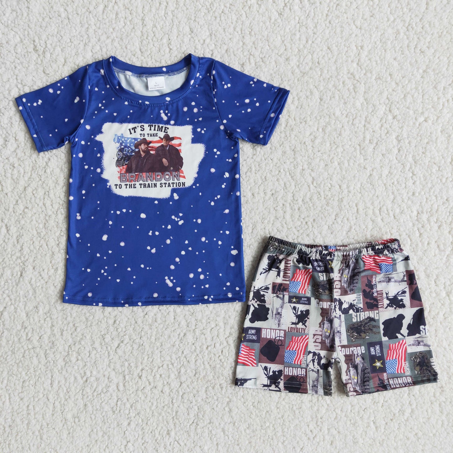 B1-2 Flag Blue Short Sleeve Shorts Set