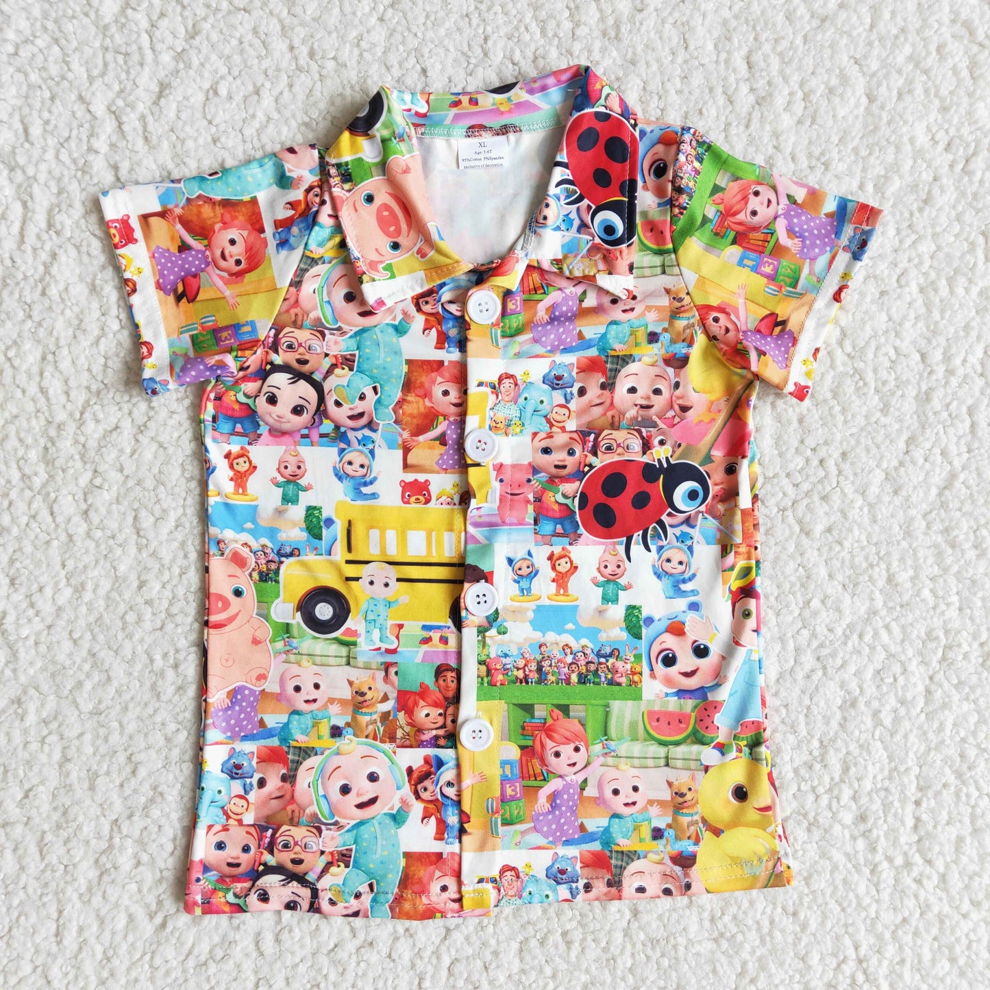 B1-30 Cartoon Button Short Sleeve Top